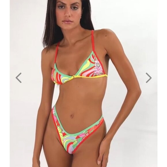 NWT OneOne Swimwear SET Bikini Seabright 2024 Gemma Noelia NEW Red Green Yellow - Picture 5 of 7